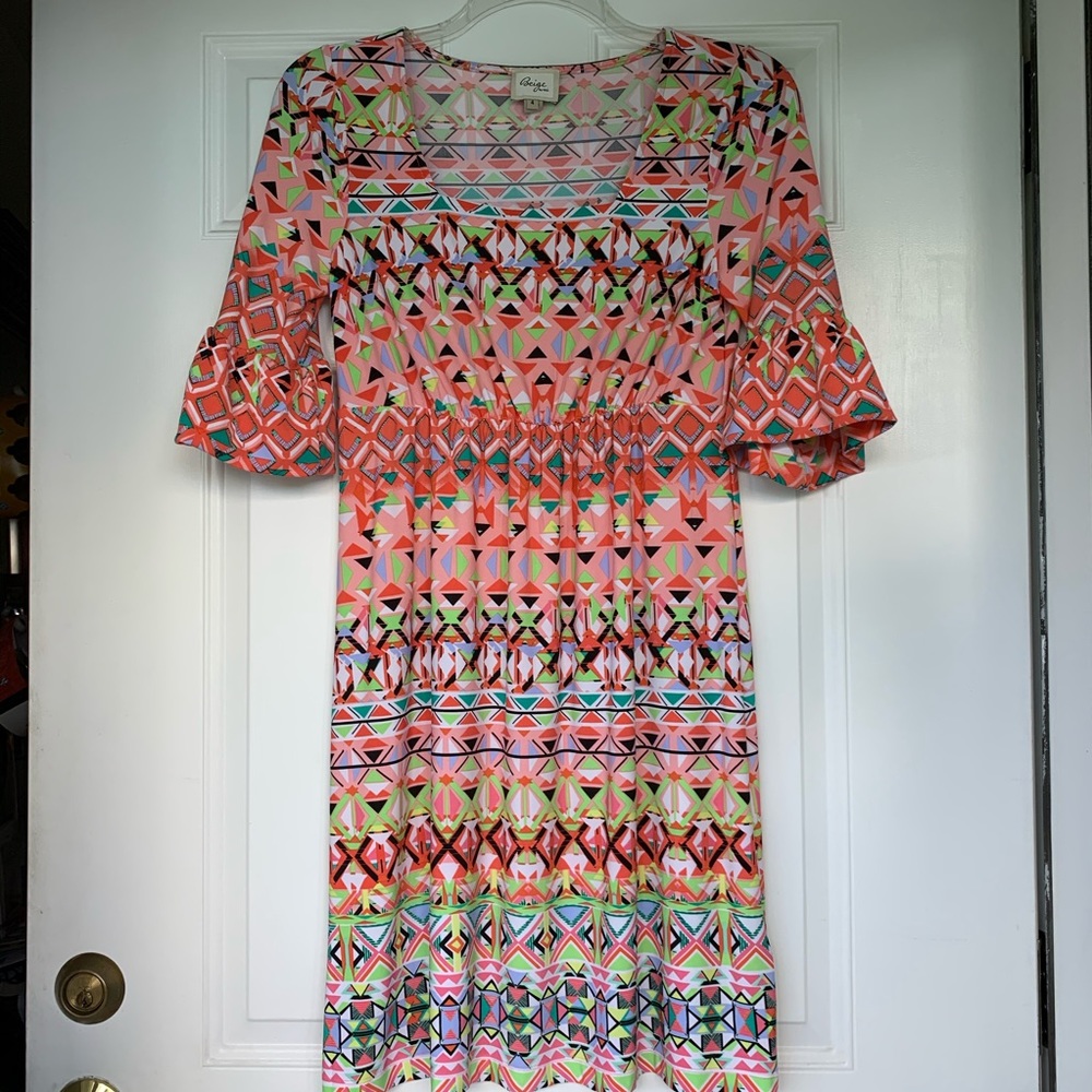 Beige by ECI Square Neck Bright Dress - size 4